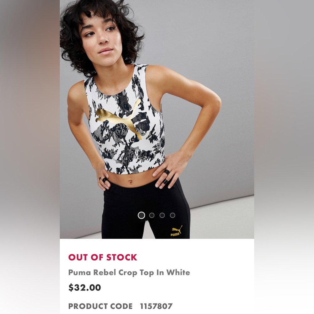 Puma Rebel Crop Top In White good condition size small